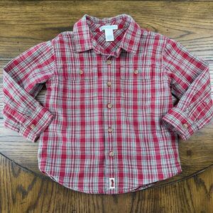Janie and Jack Red Plaid Button Down Shirt 3T Vintage JJ